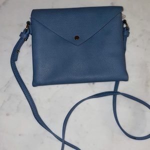Light blue italian leather crossbody